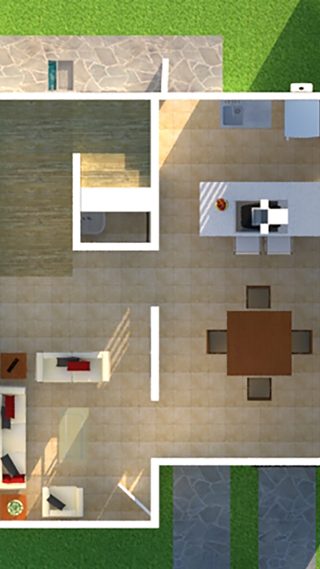 planos renderizados de planta baja del modelo olivo del desarrollo inmobiliario paseos del bosque en el estado de aguascalientes en mexico por desarrollador inmobiliario frindsa