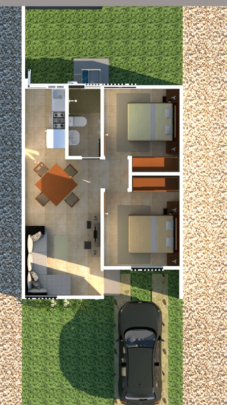 planos renderizados de planta unica del modelo napa del desarrollo inmobiliario paseos de los vinedos en el estado de aguascalientes en mexico por desarrollador inmobiliario frindsa