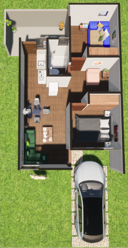 planos renderizados de planta unica del modelo bonart del desarrollo inmobiliario paseos de los vinedos en el estado de aguascalientes en mexico por desarrollador inmobiliario frindsa