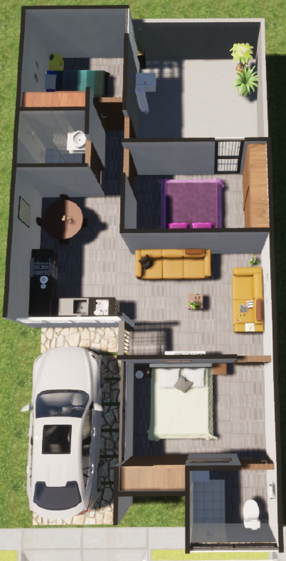 planos renderizados de planta unica del modelo bonart del desarrollo inmobiliario paseos de los vinedos en el estado de aguascalientes en mexico por desarrollador inmobiliario frindsa