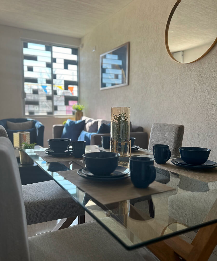 vista vertical del comedor de casa modelo capri en desarrollo residencial paseos de la providencia en el estado de Aguascalientes Mexico del desarrollador inmobiliario frindsa