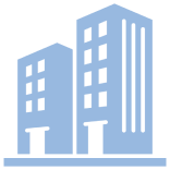 icono azul edificios proyectos habitacionales