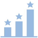 icono azul barras con estrellas años de experiencia
