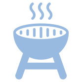 icono azul de asador caliente