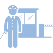 icono caseta de acceso con vigilante azul