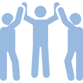 icono azul trabajo en equipo